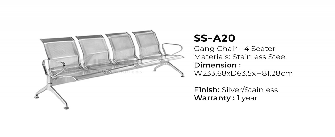 4 Seater Stainless Steel Waiting Chair