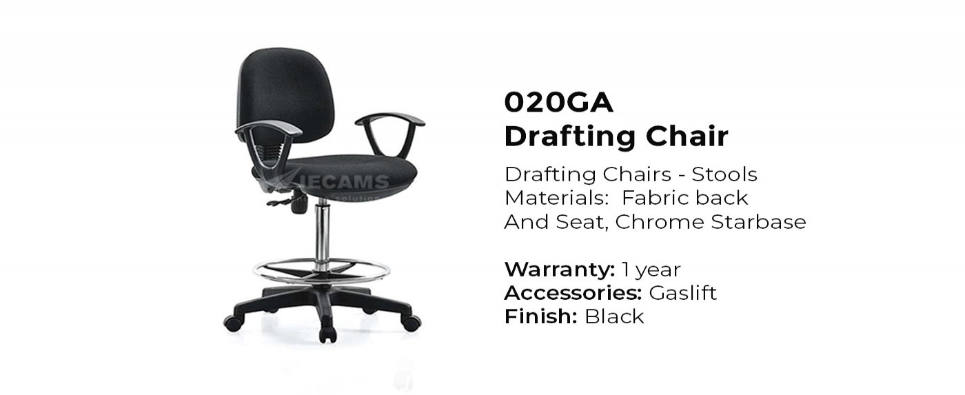 Black Drafting Stool Chair