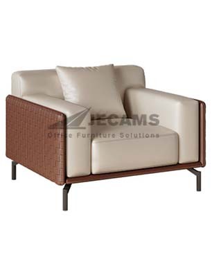 White Brown 1-Seater Sofa
