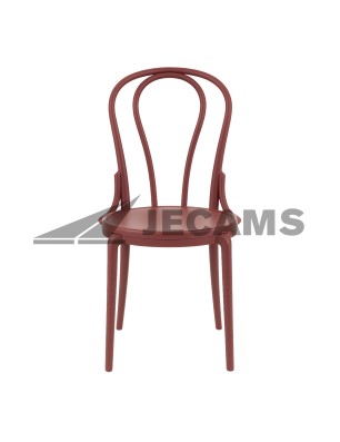 Stylish maroon plastic stackable chair for indoor and outdoor use