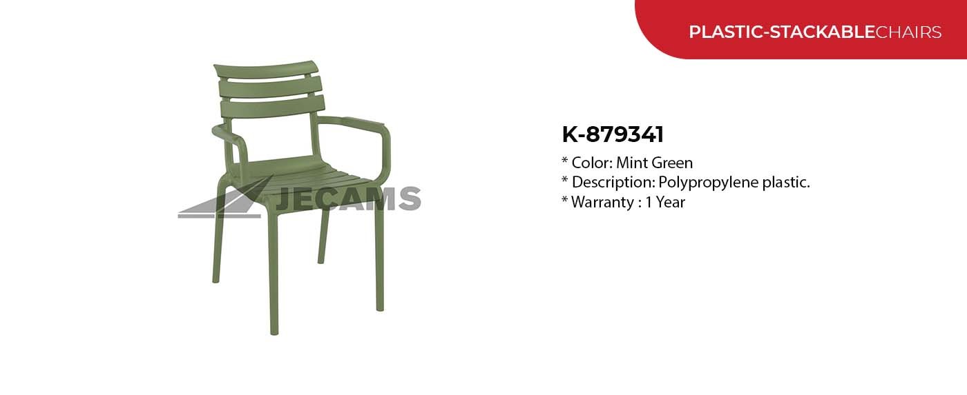 green plastic stackable chair