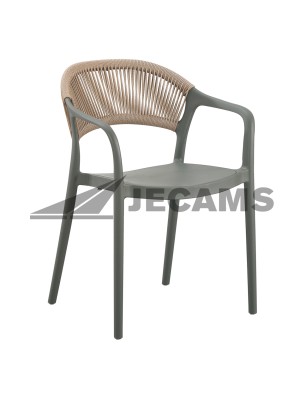 Plastic stackable chairs used for an outdoor party setup