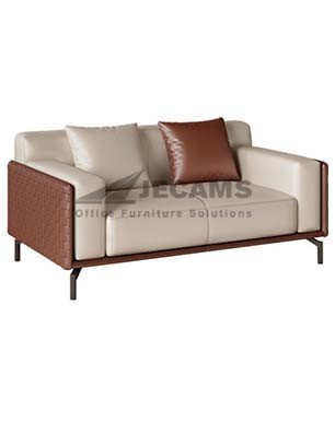 White Brown 2-Seater Sofa
