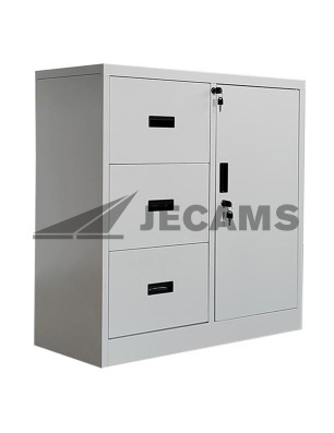 Durable metal filing cabinet with drawers and lock