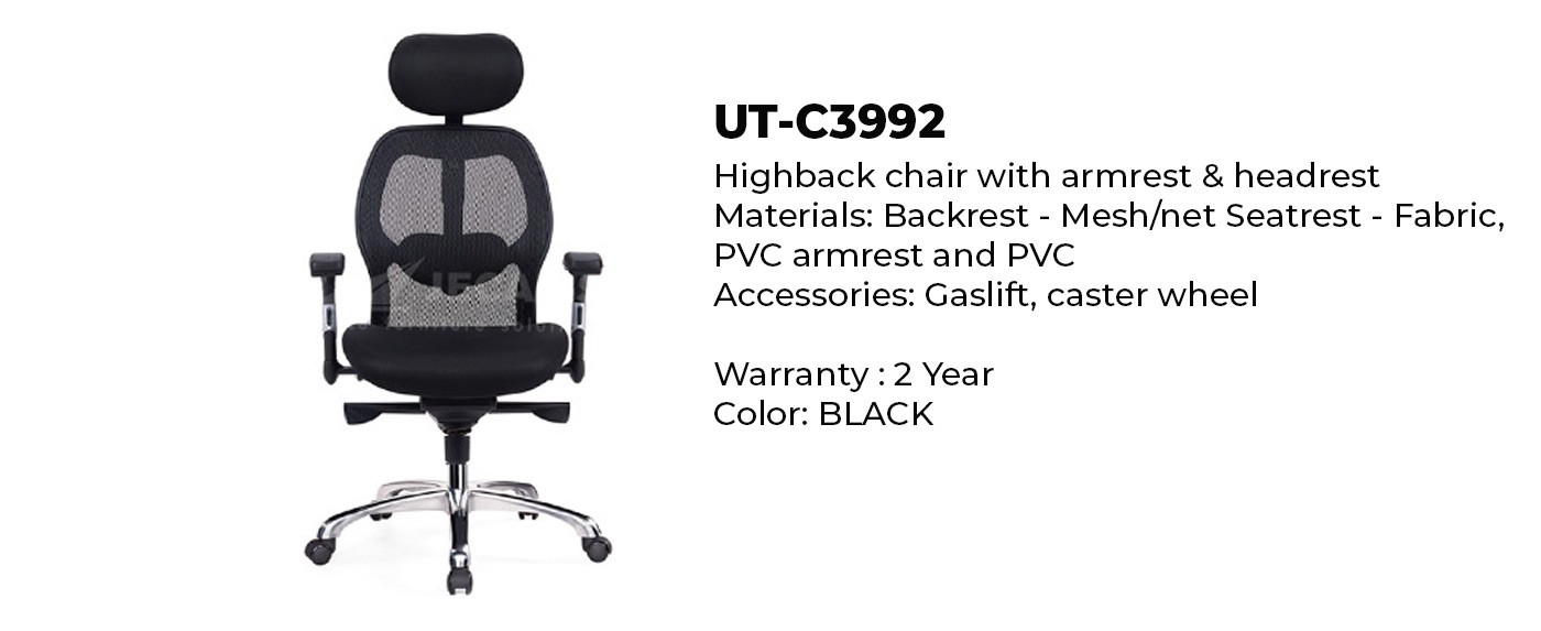 Mesh Office Chair With Headrest and Armrest