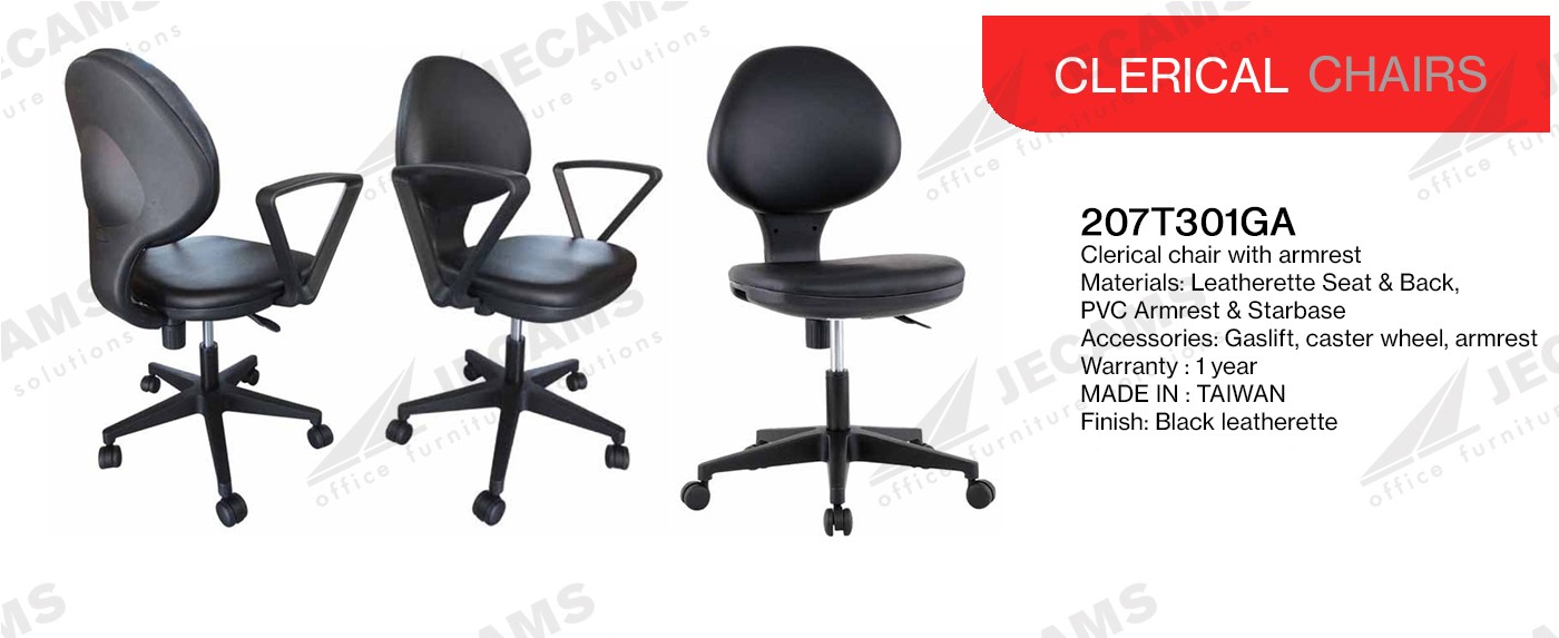 Black Leatherette Armless Clerical Chair