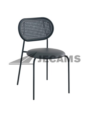 Lightweight rattan stackable chair with woven look