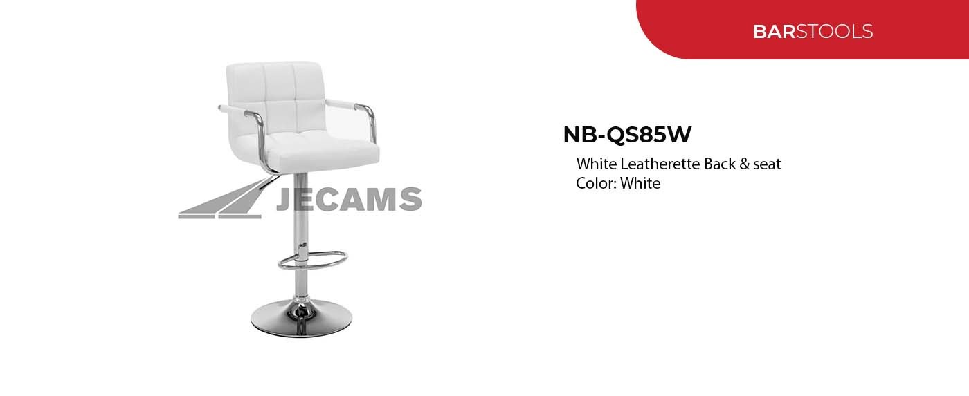 white leatherette stool chair with backrest​