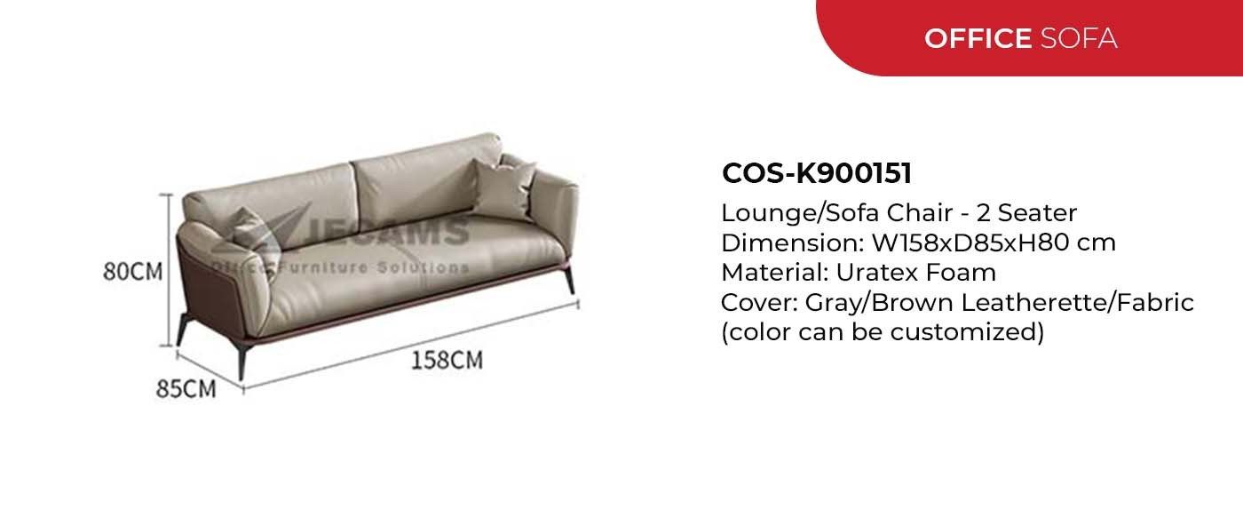 gray office sofa 2 seater