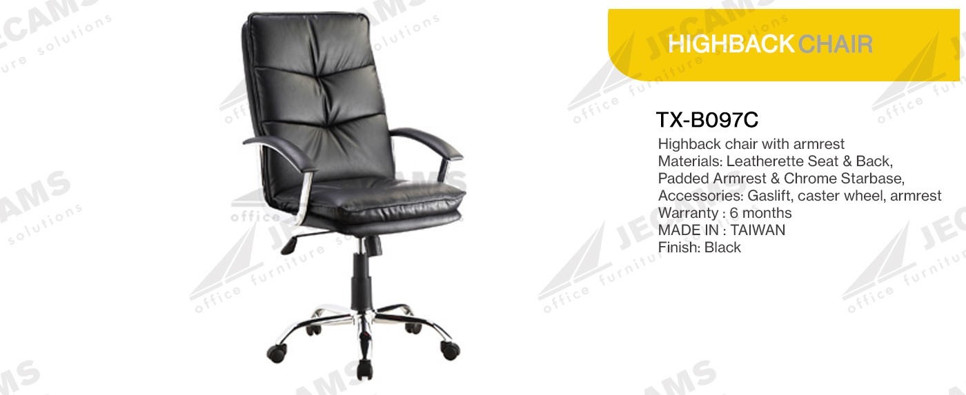 highback chair with padded armrest