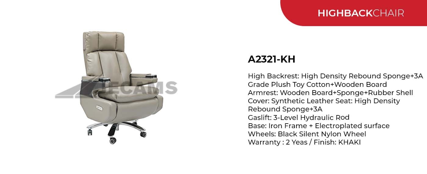 khaki high back chair