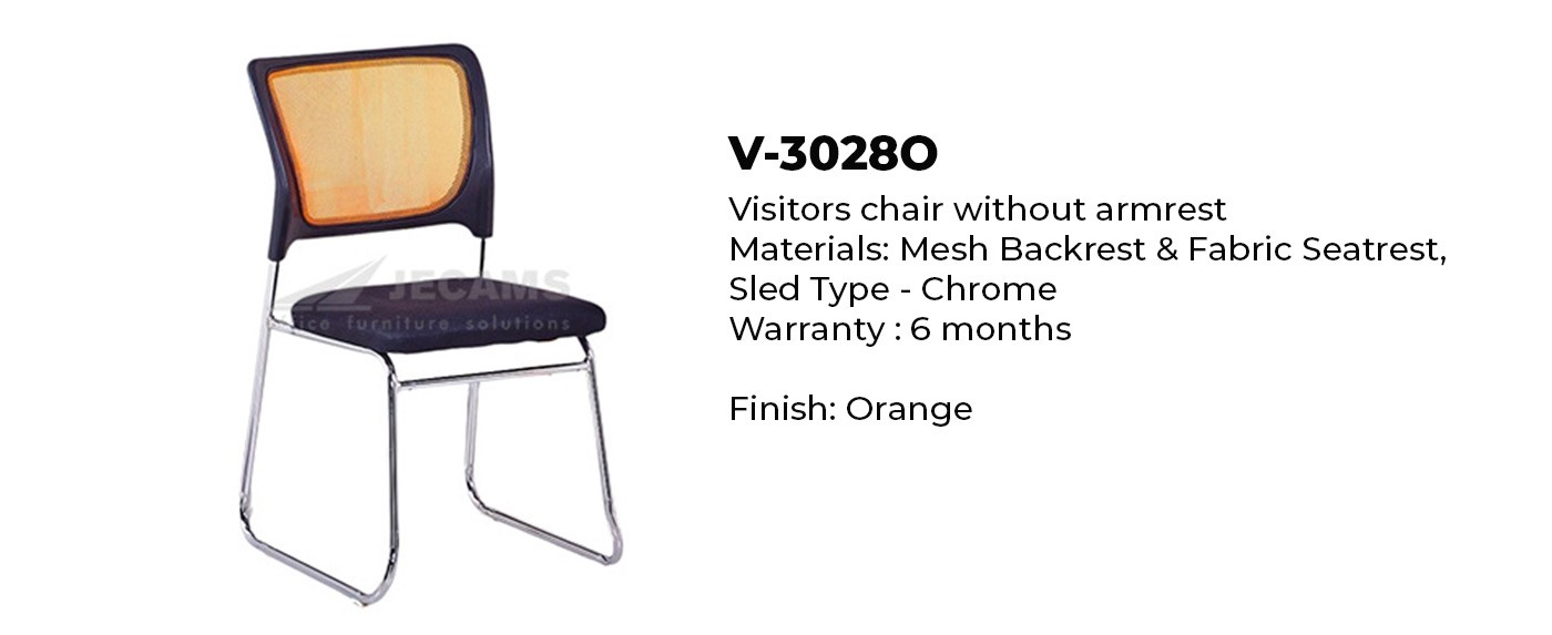 visitor chair with orange mesh