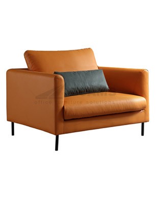 orange leather sofa