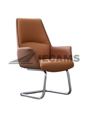 Elegant brown PU leather visitor chair