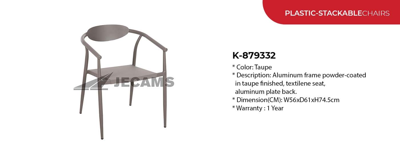 powder coated in taupe stackable chair