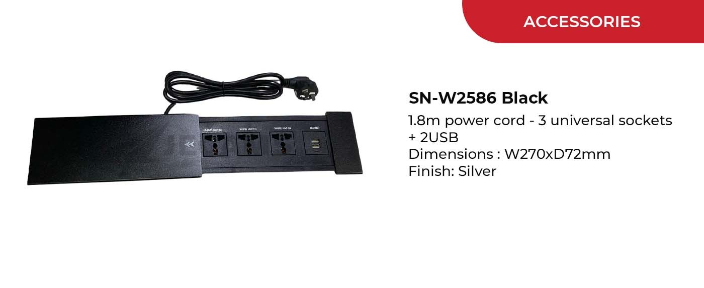 black desk power outlet
