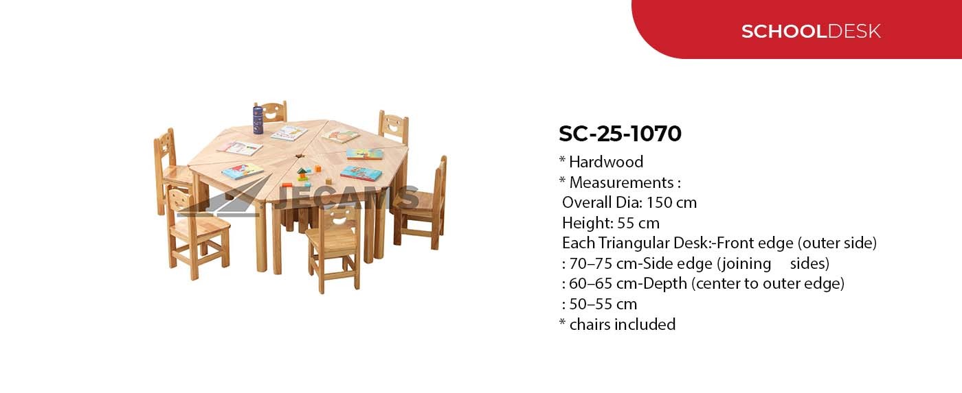 hardwood triangular school desk