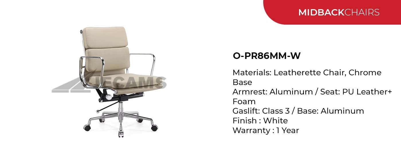 white finish midback chair