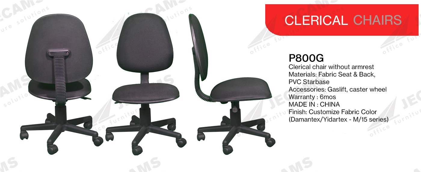 black clerical chairs without armrest