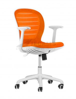 white orange mesh chair