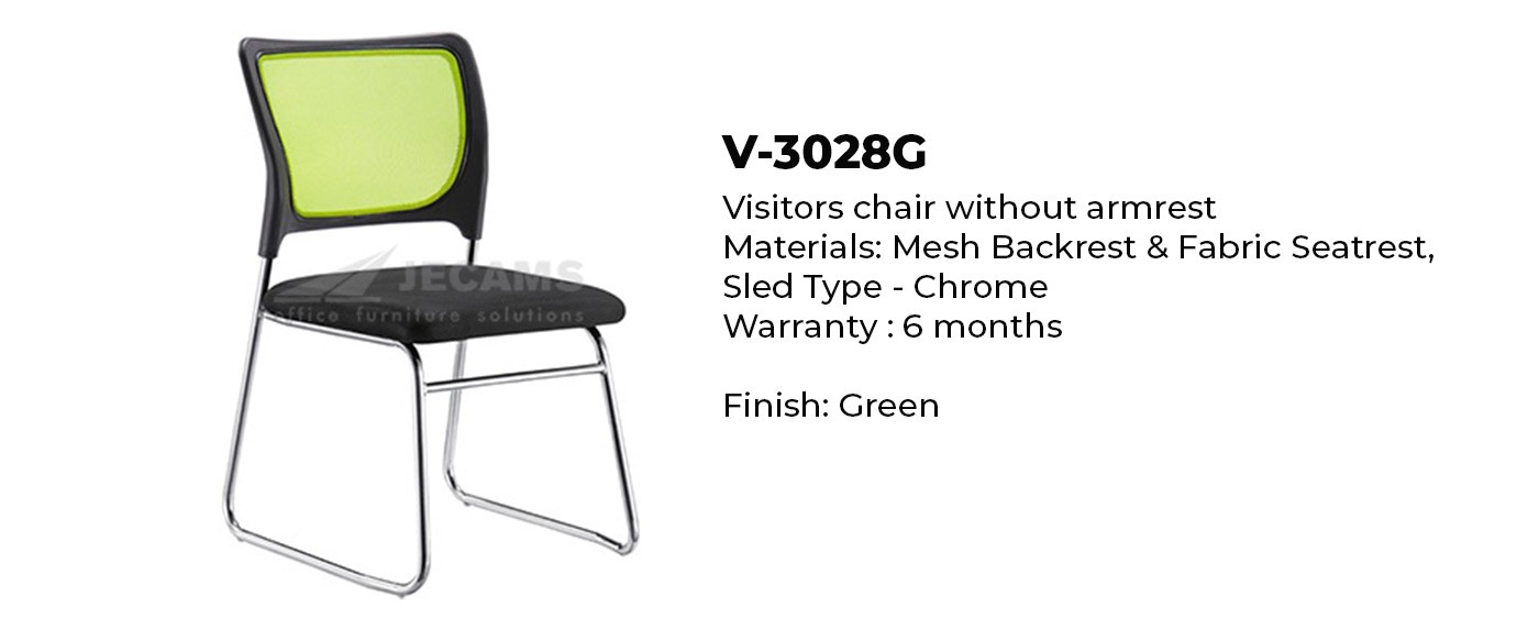 visitor chair with green mesh