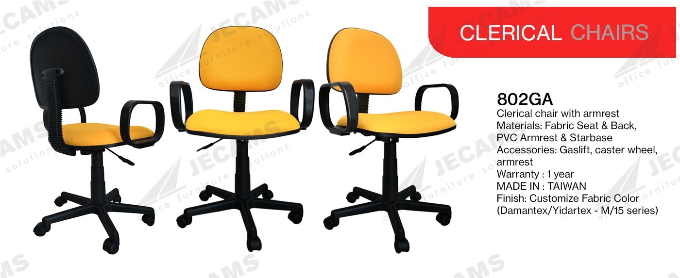 yellow clerical chairs with armrest