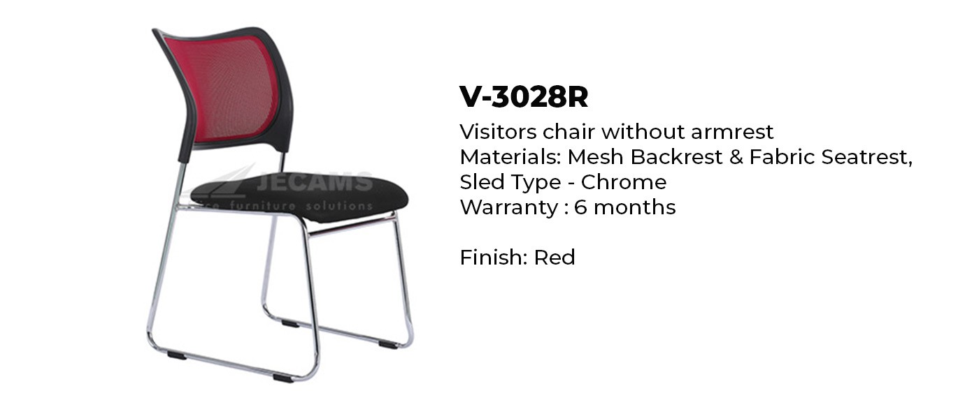 visitor chair in red mesh