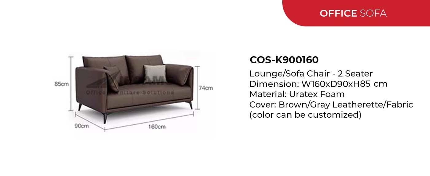2 seater brown office sofa
