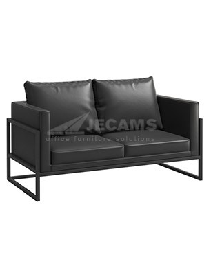 2 seater black leather sofa