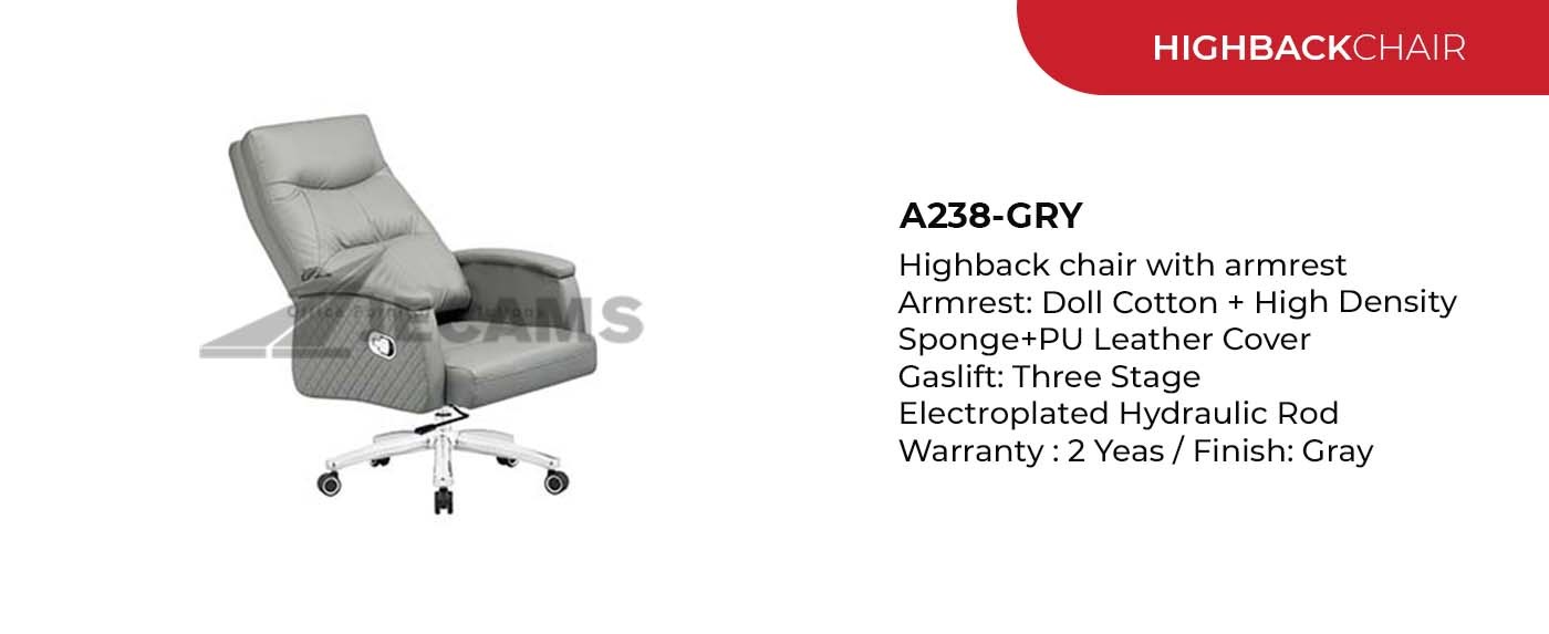 gray finish high back office chair
