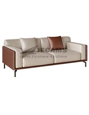 White Brown 3-Seater Sofa
