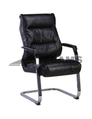 Executive leatherette visitor chair with chrome legs