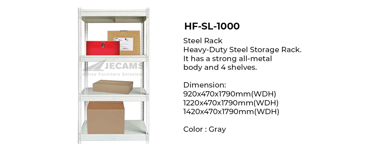 gray steel shelves