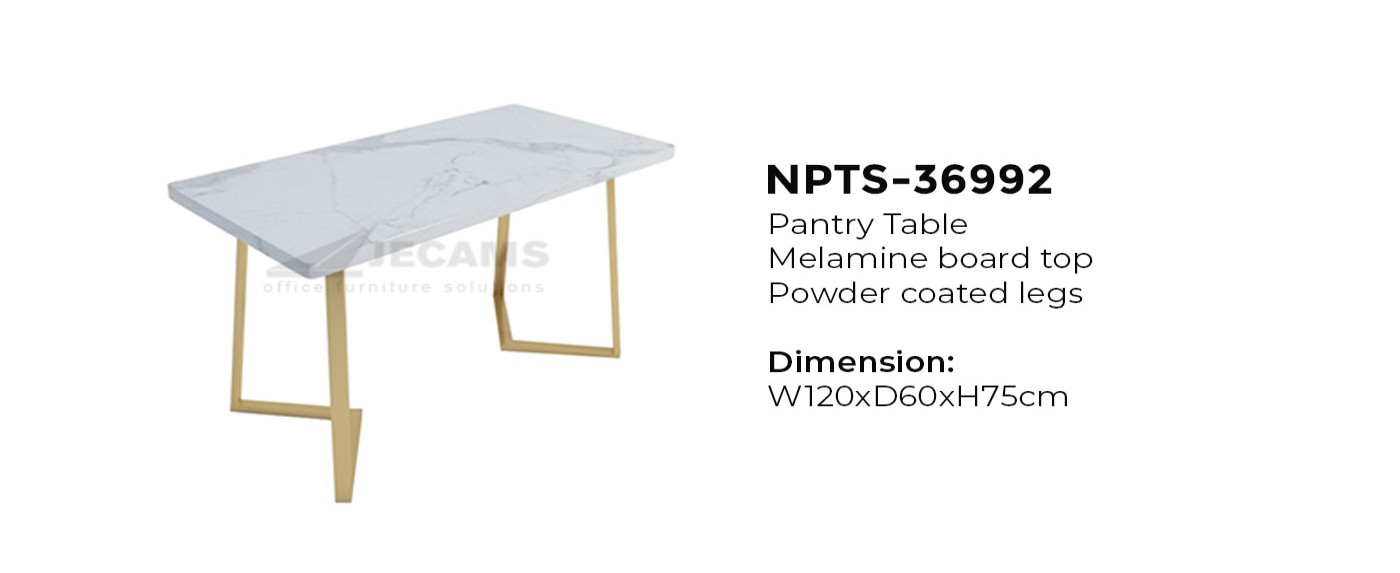 White and Gold Melamine Pantry Table