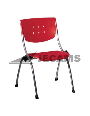 Affordable plastic visitor chair in red