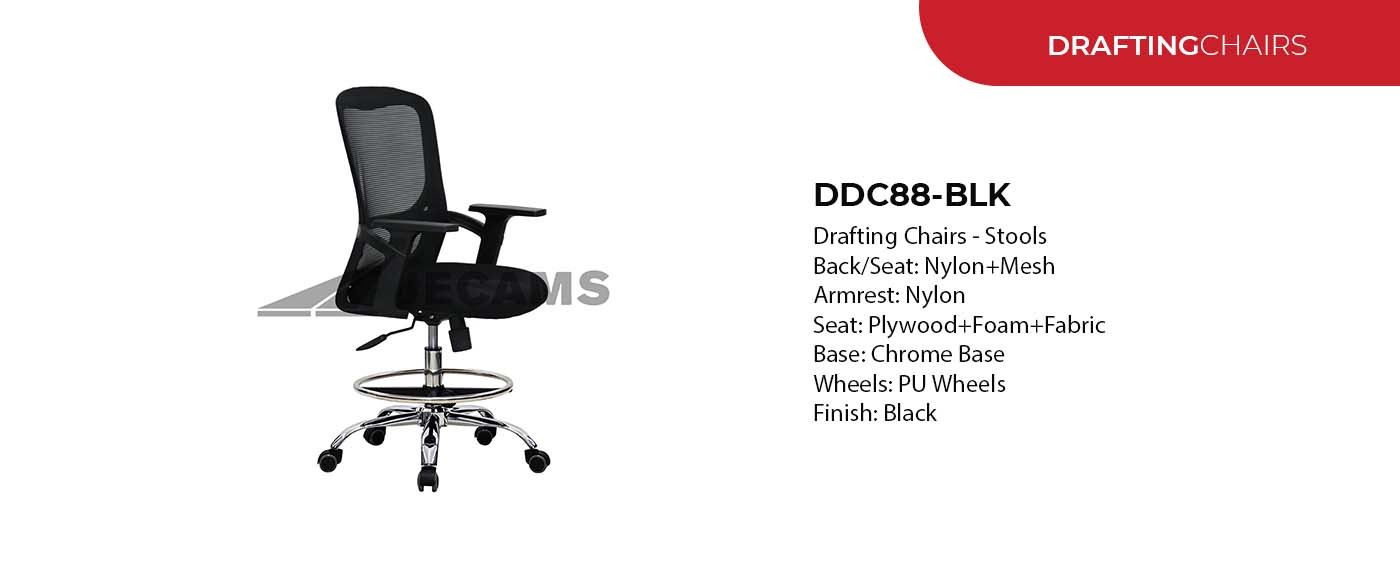 chrome base drafting chair