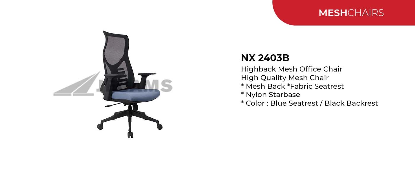 blue and black mesh chair