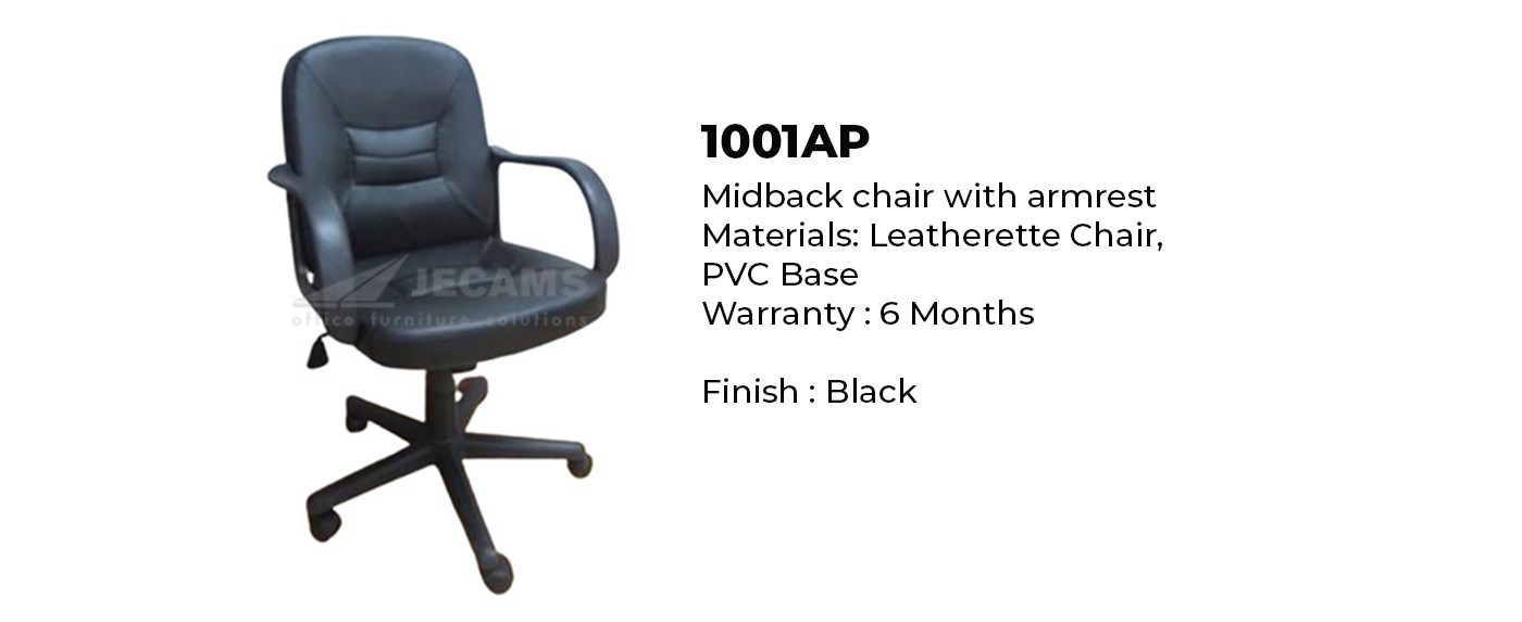 Adjustable black office midback chair