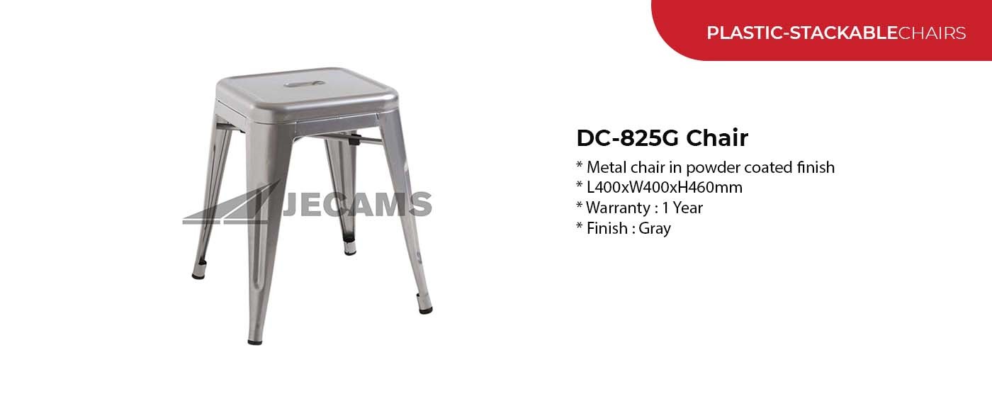 powder coated finish stackable chair in Gray