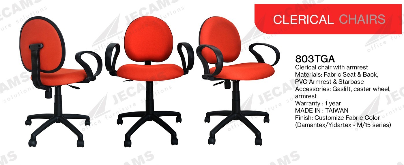 red clerical chairs with armrest