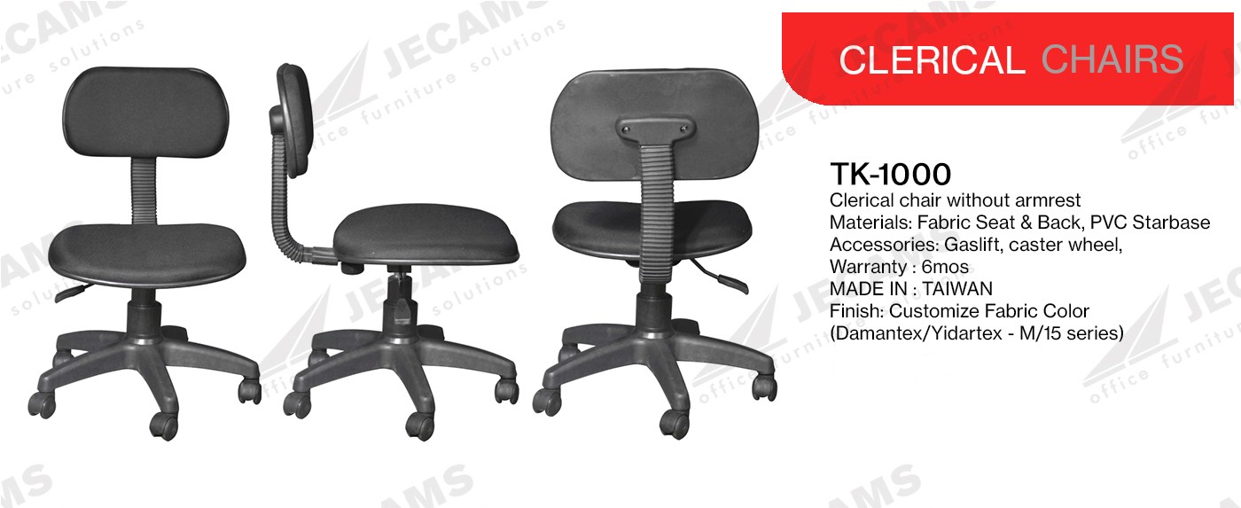 Fabric Clerical Chair without Armrest