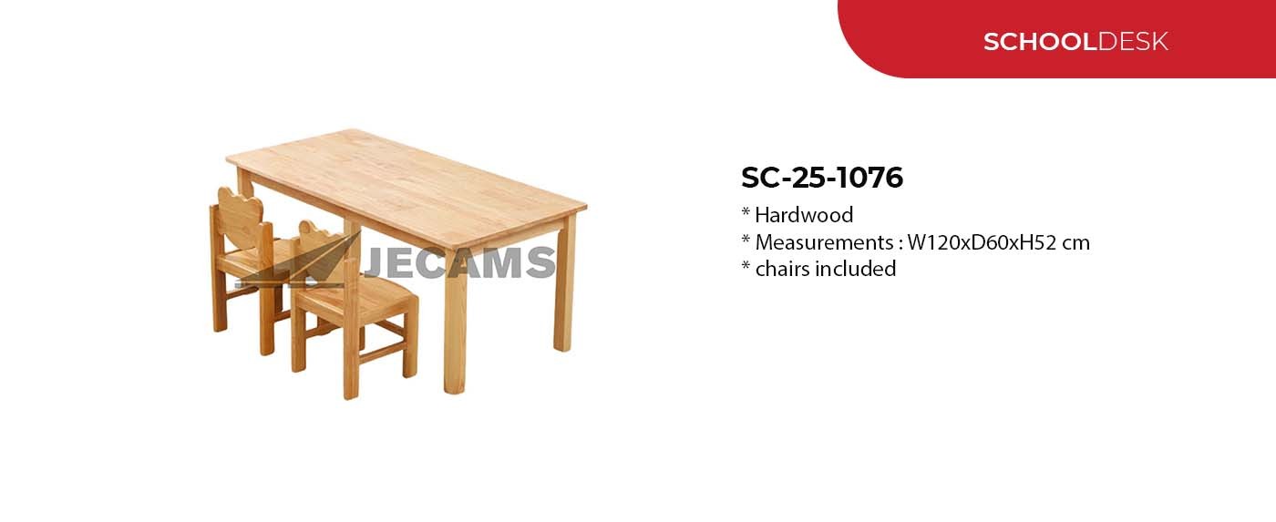 wooden school desk and chairs