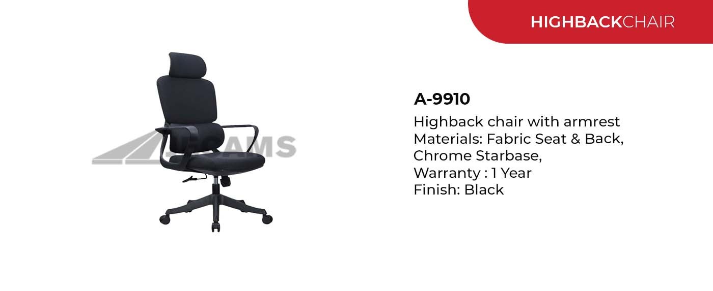 chrome base high back office chair