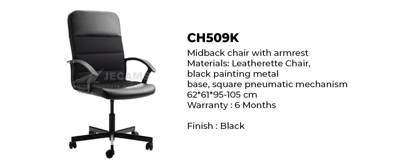 black leatherette office midback chair