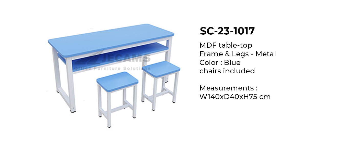 blue chairs and school table