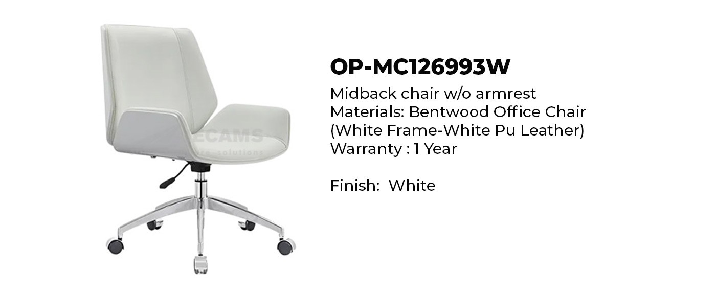 white midback chair with wheels