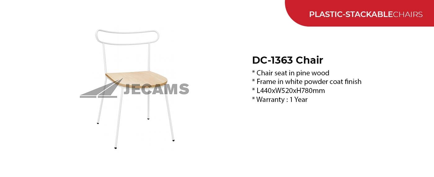 white frame stackable chair