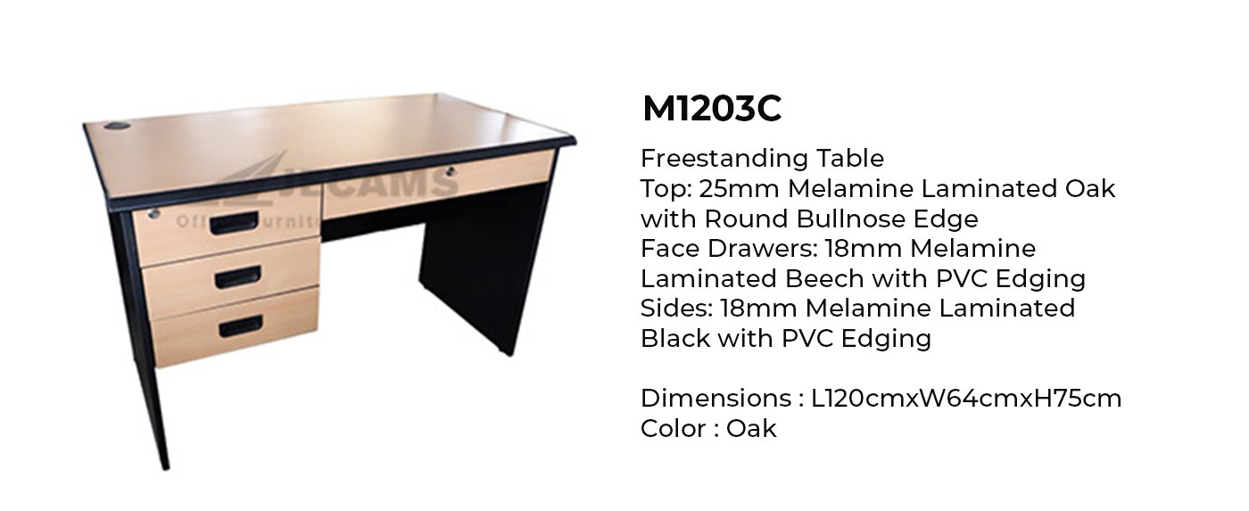 oak melamine freestanding table
