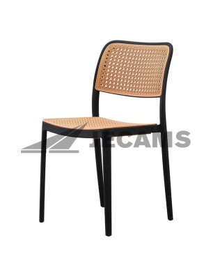 Rattan inspired stackable chair for event seating