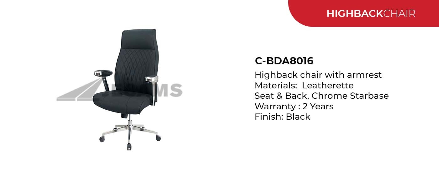 chrome base high back chair